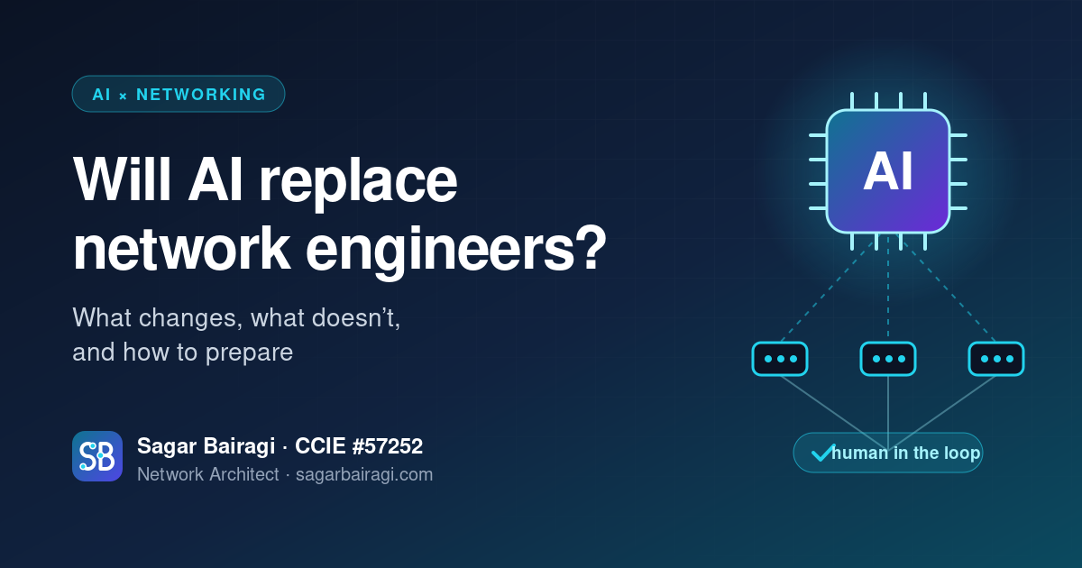 Will AI replace network engineers? AI chip connected to network switches with a human in the loop - Sagar Bairagi, CCIE #57252